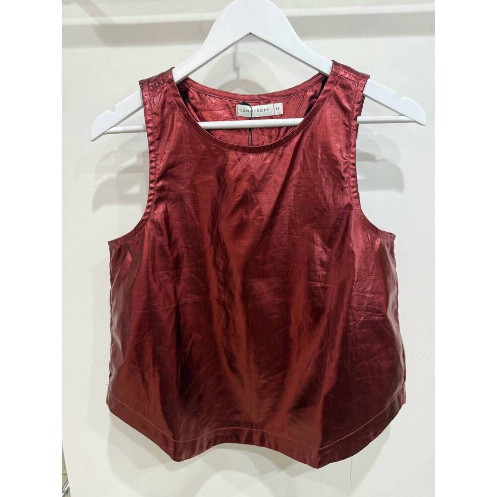 NEW LANHTROPY women's yves top in cherry red